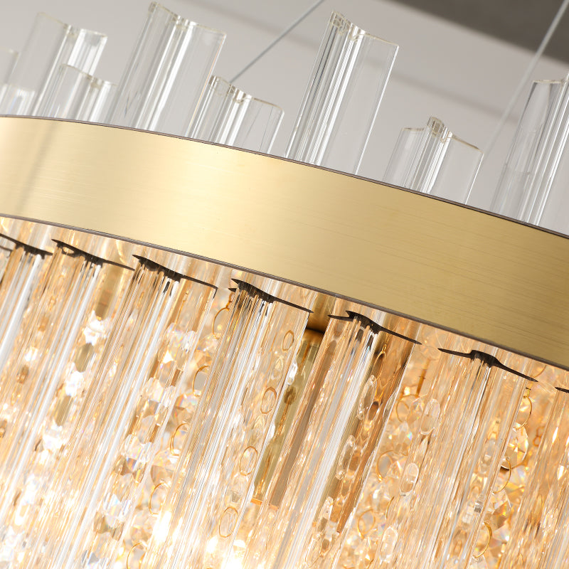 Embrace Modern Elegance with the Faceted Crystal Cylinder Chandelier