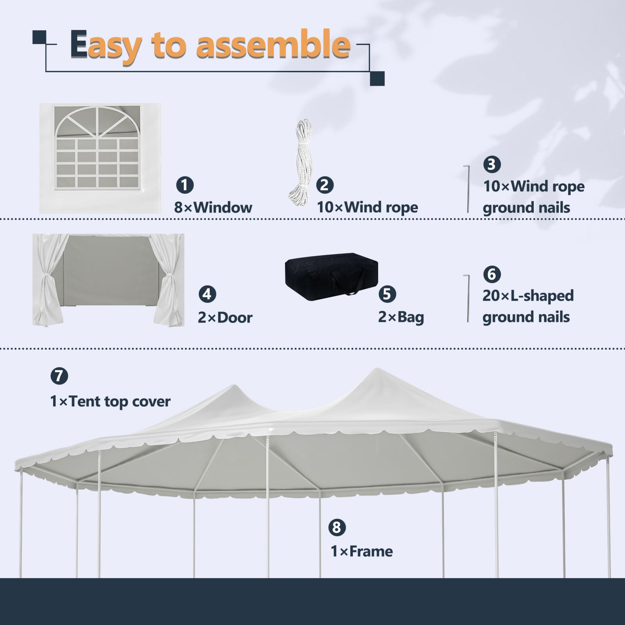 [29X21FT] Alora Extra Large Heavy-Duty Outdoor Waterproof Party, Wedding Tent With Steel Frame (SAK53821)