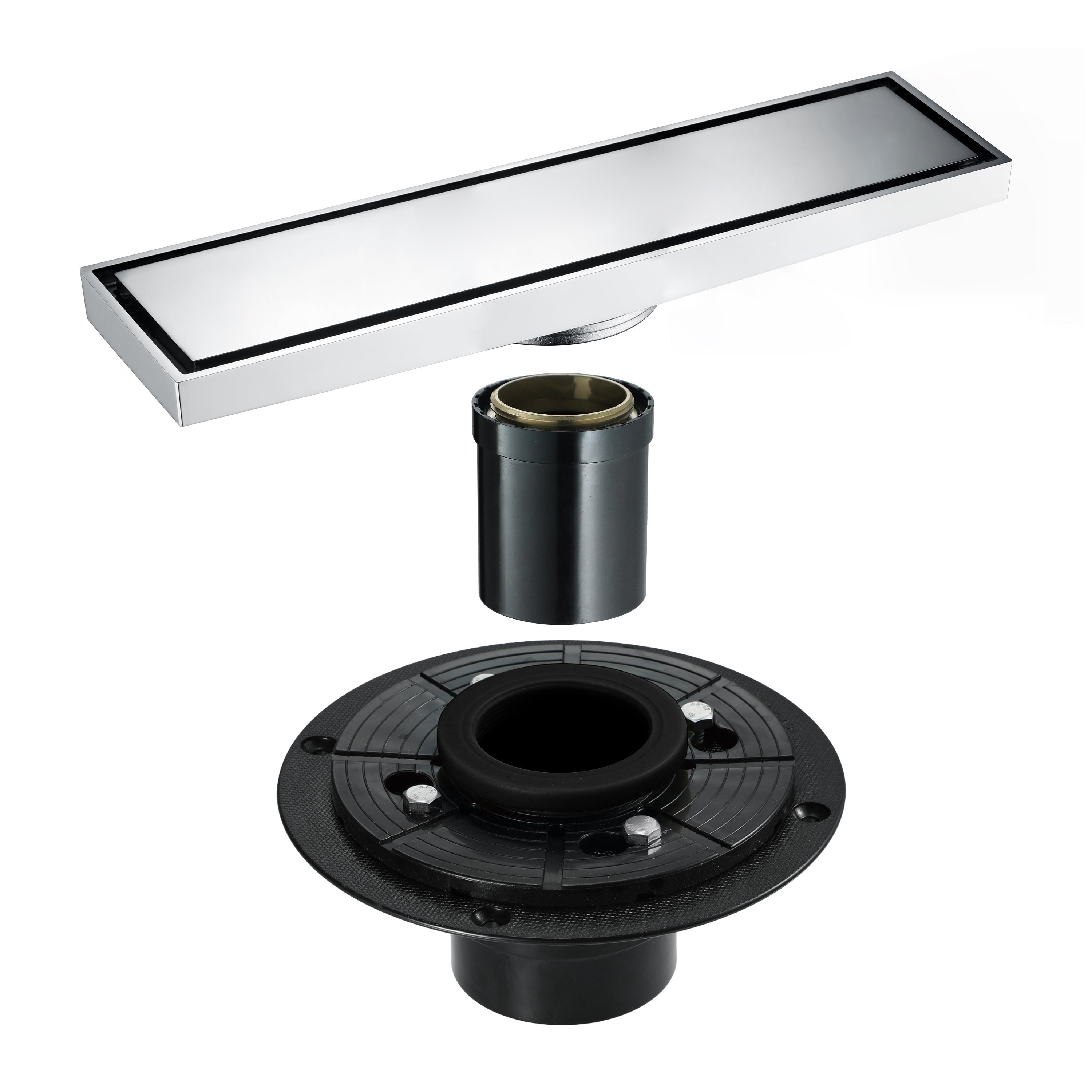 Chrome brass floor drain 11.8inch x 4.3 inch