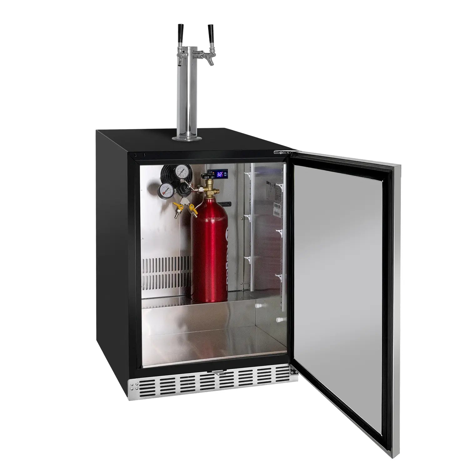 Kegco 24" Wide Dual Tap Stainless Steel Right Hinge Built-in ADA Kegerator with Kit