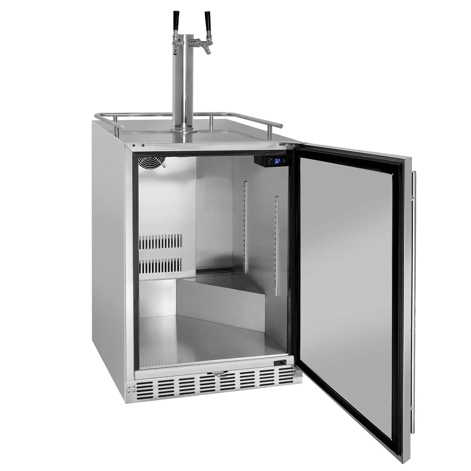 Kegco 24" Wide Outdoor Cold Brew Coffee Dual Tap All Stainless Steel Built-In Right Hinge Kegerator-Outdoor