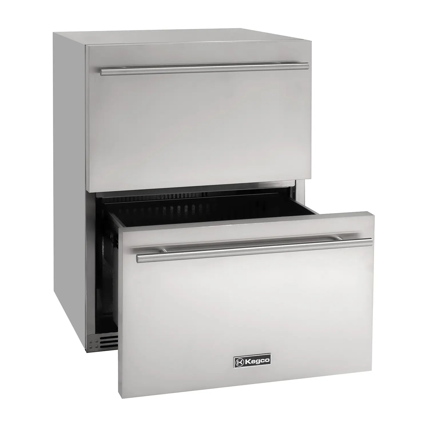 Kegco 24" Wide Built-In Stainless Steel Commercial Two-Drawer Refrigerator-Outdoor