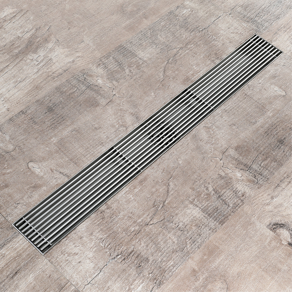 Brushed Nickel Linear shower drain stainless steel material 35.4 inch with grid cover with hair strainer and adjustment feet
