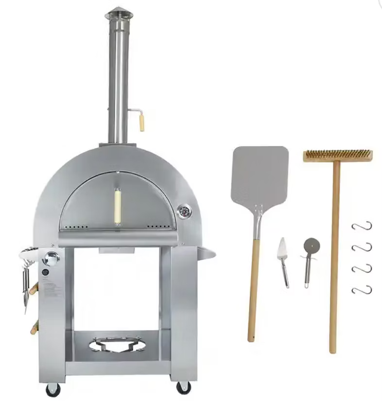 Kokomo 32" Dual Fuel Gas or Wood Fired Stainless Steel Pizza Oven
