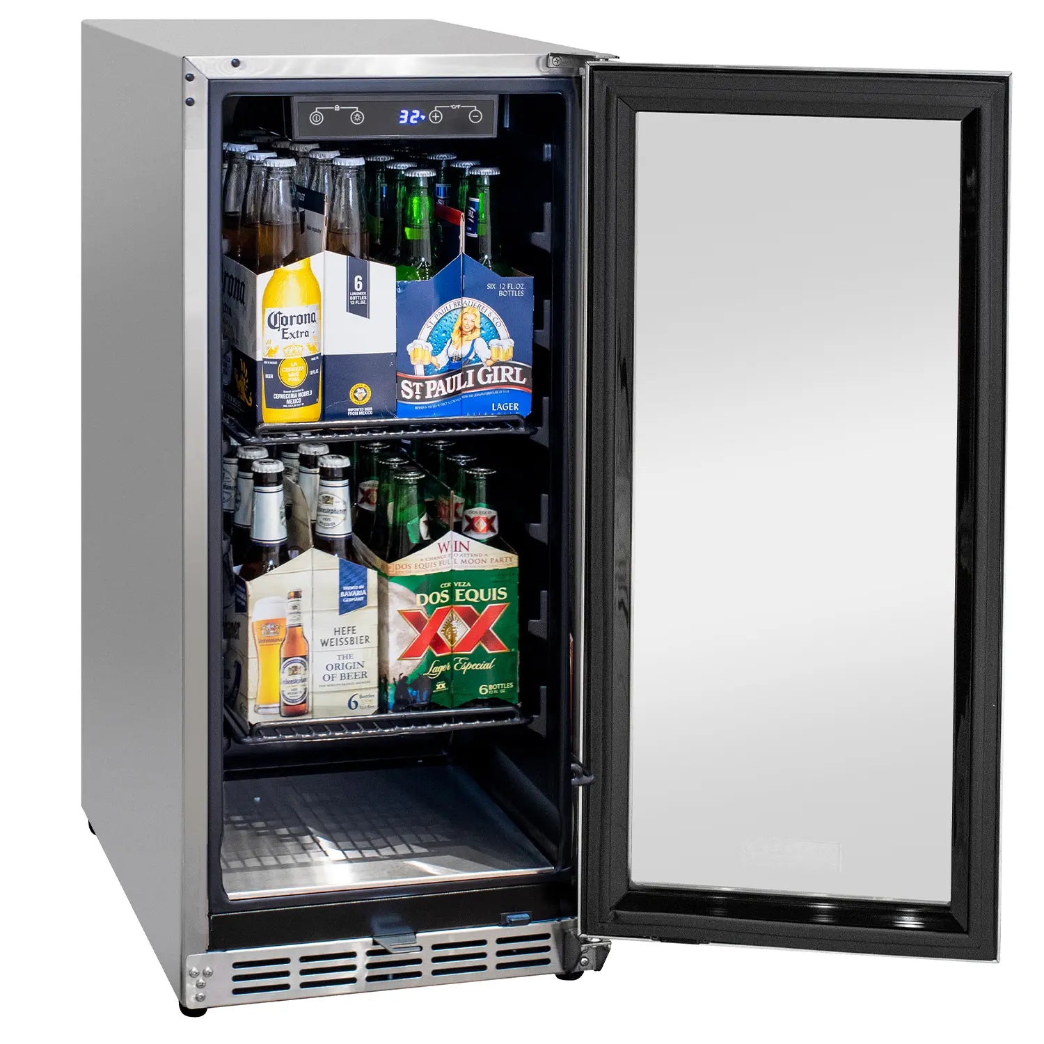 Kegco 15" Wide Outdoor Built-In Commercial Beverage Center Refrigerator- Glass Door