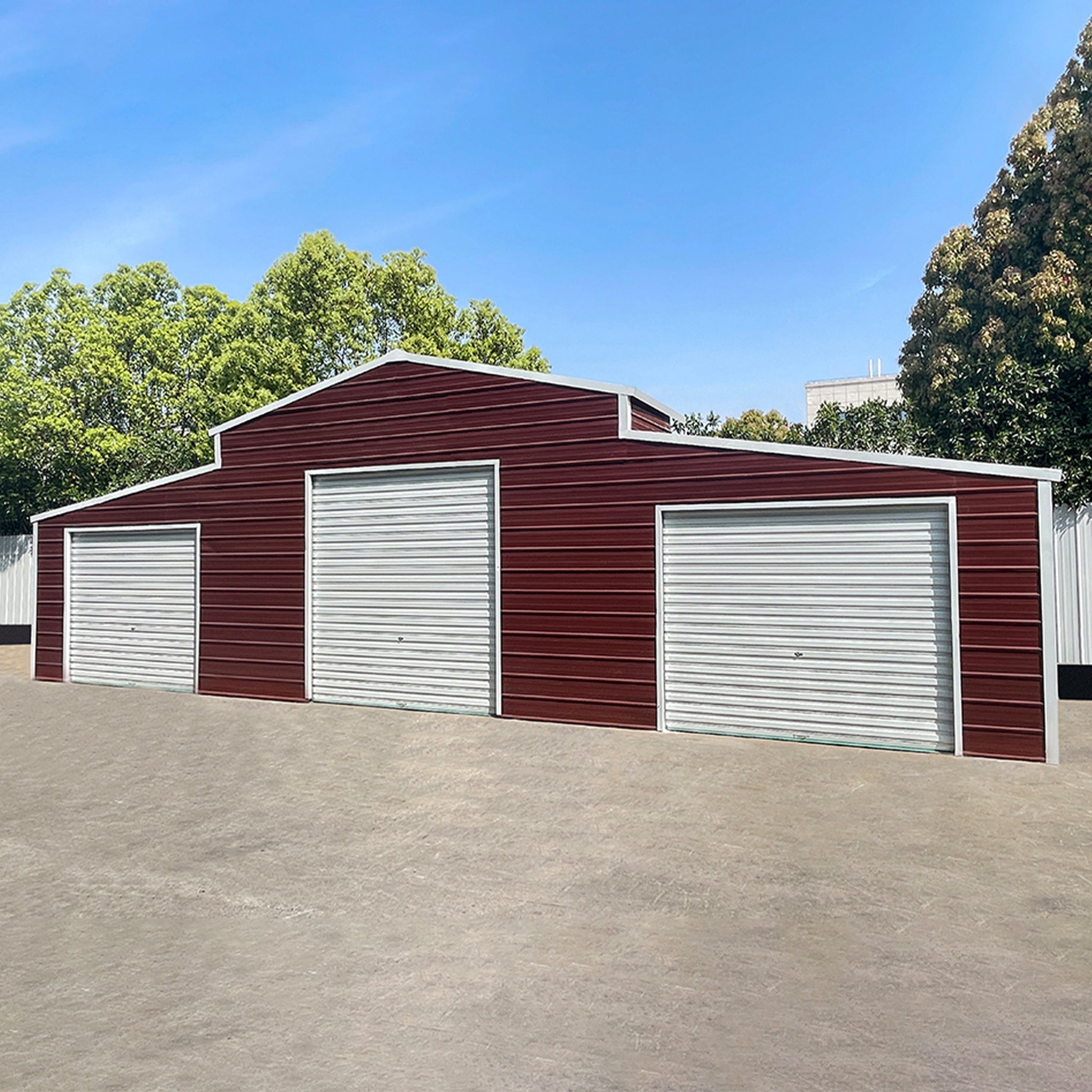 [30X42FT] Heavy-Duty All-Weather 3-Garage Galvanized Steel Storage Shed (SAK18765)