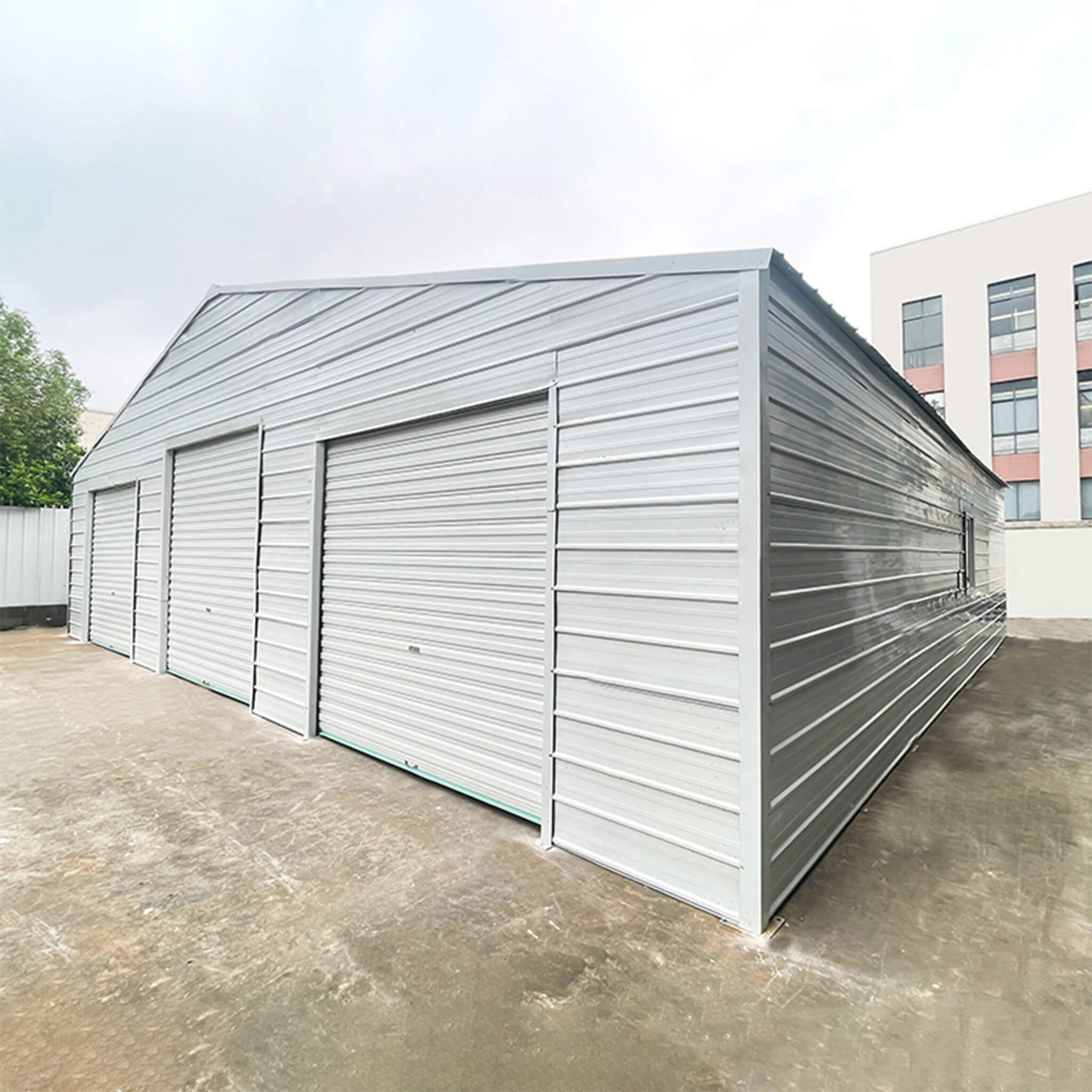 [39X39FT] Extra-Large Heavy-Duty Galvanized Steel Barn Building Shed With 3 Rolling Door Garages (SAK10234)