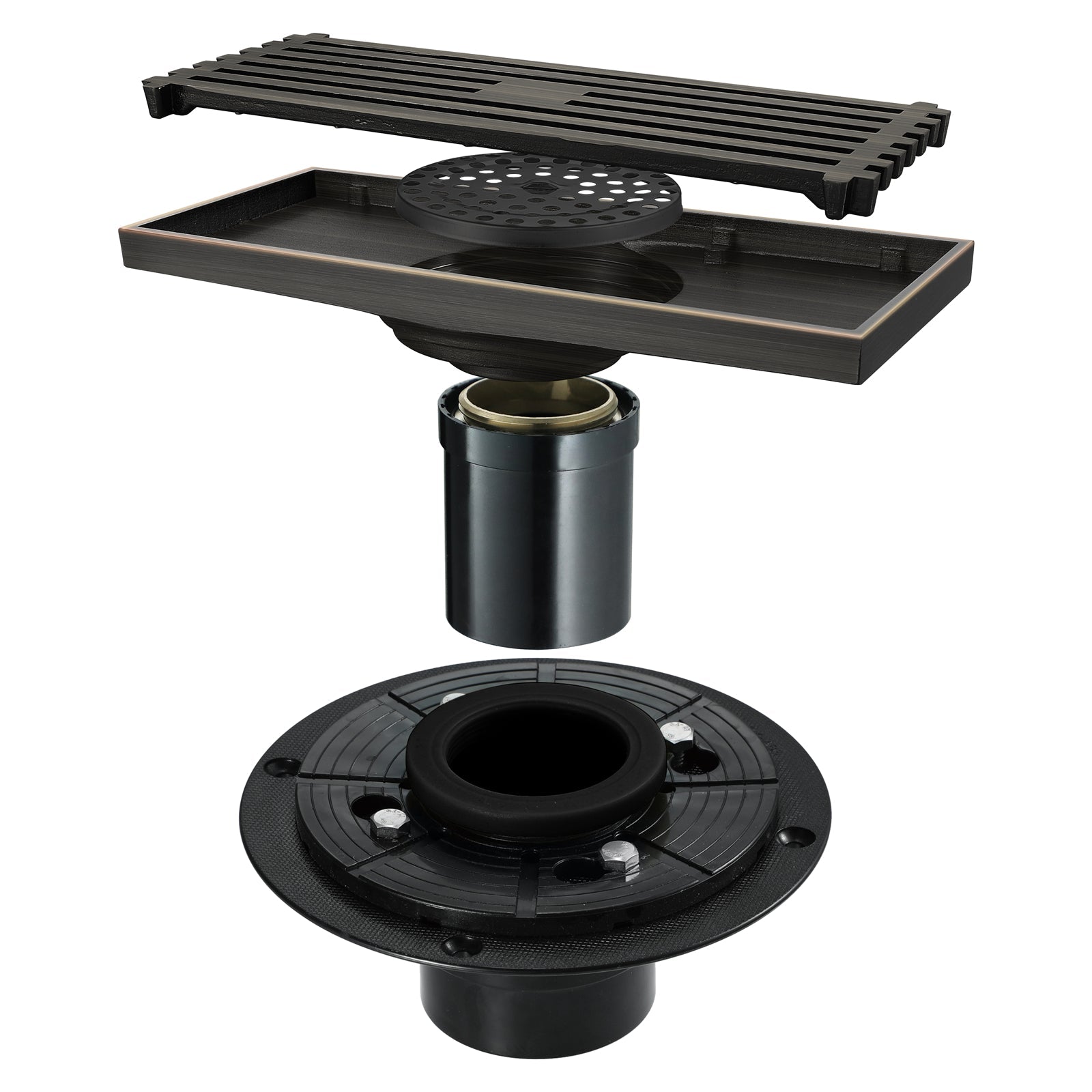 Oil rubbered bronze brass shower drain 4 or 8 inch  with ABS base