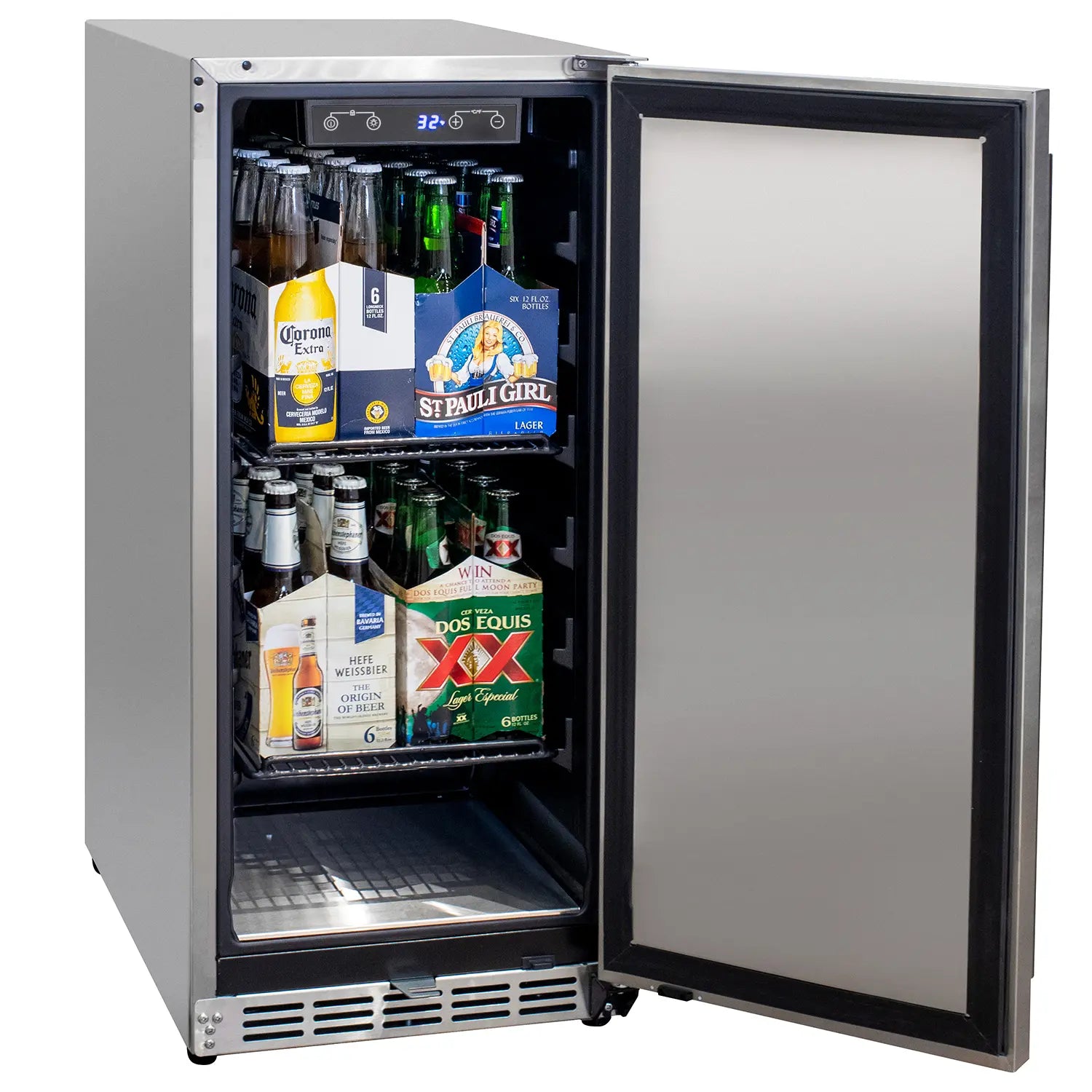 Kegco 15" Wide Outdoor Built-In Commercial Beverage Center Refrigerator- Solid Door