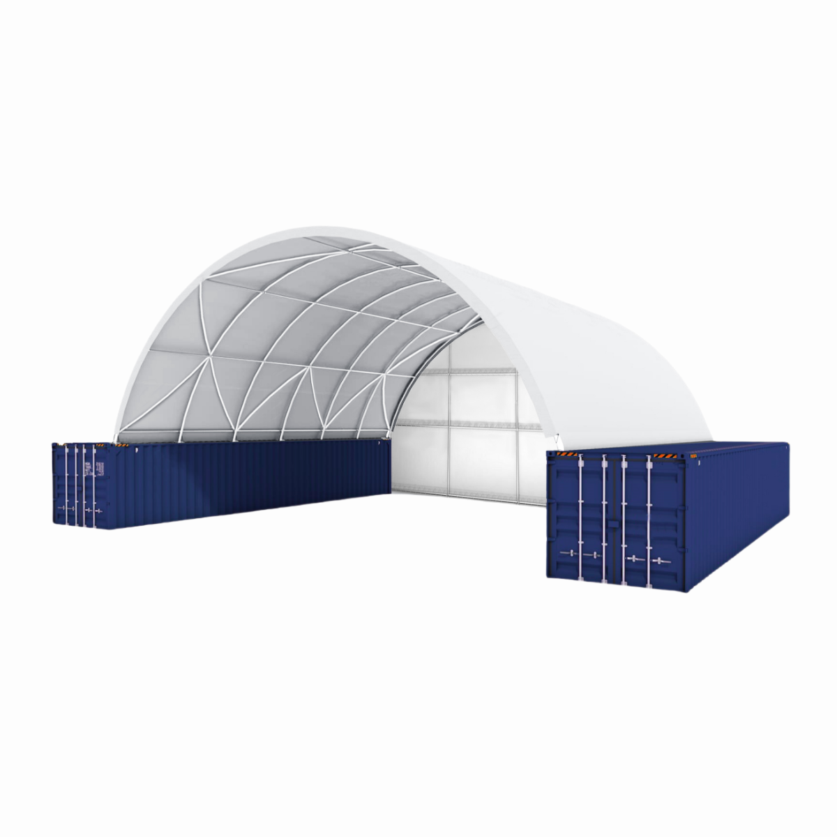 40x40x13 ft Container Shelter with Closed Back Panel