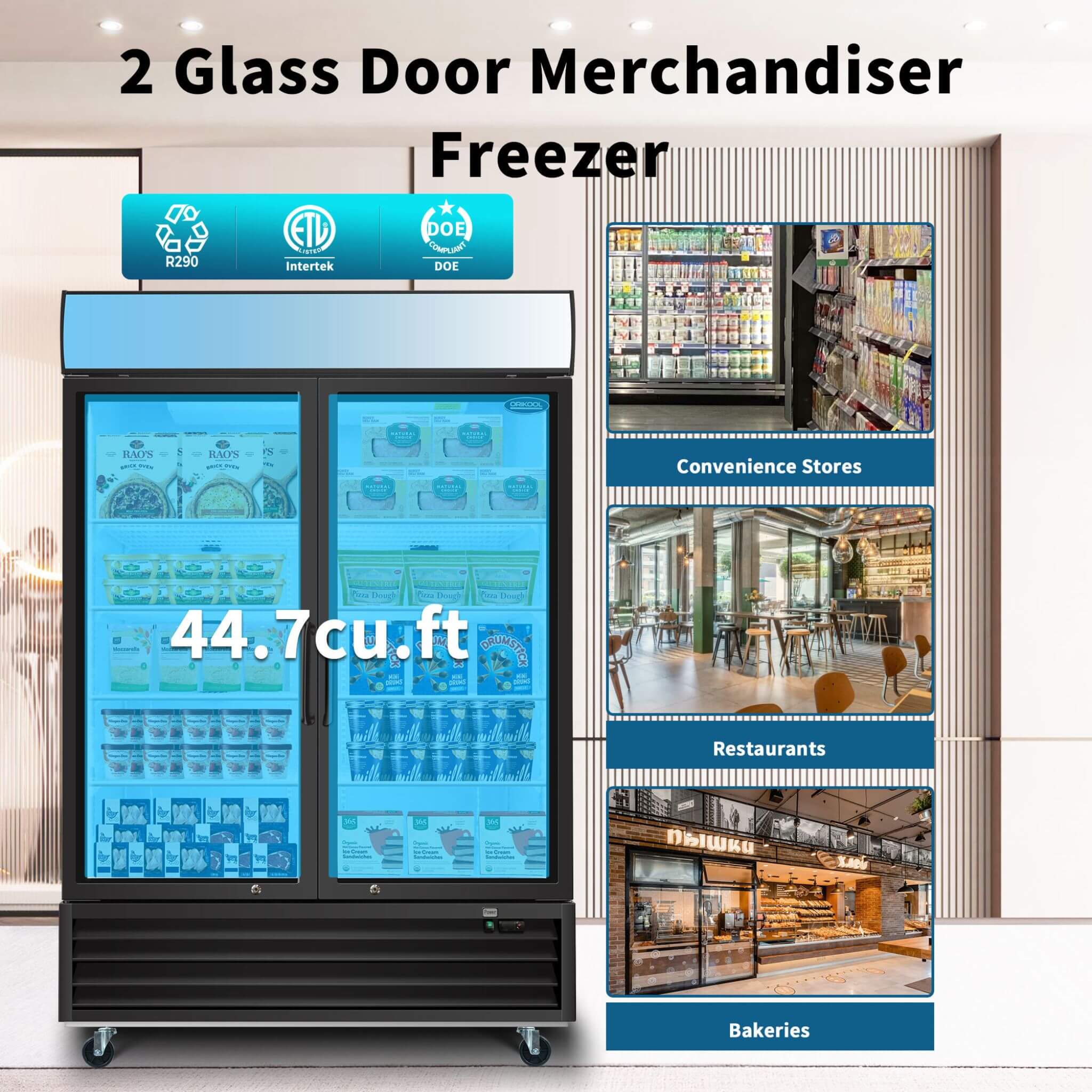44.7 Cu.Ft Commercial Glass Door Merchandiser Freezer With LED Display (SAK39478)