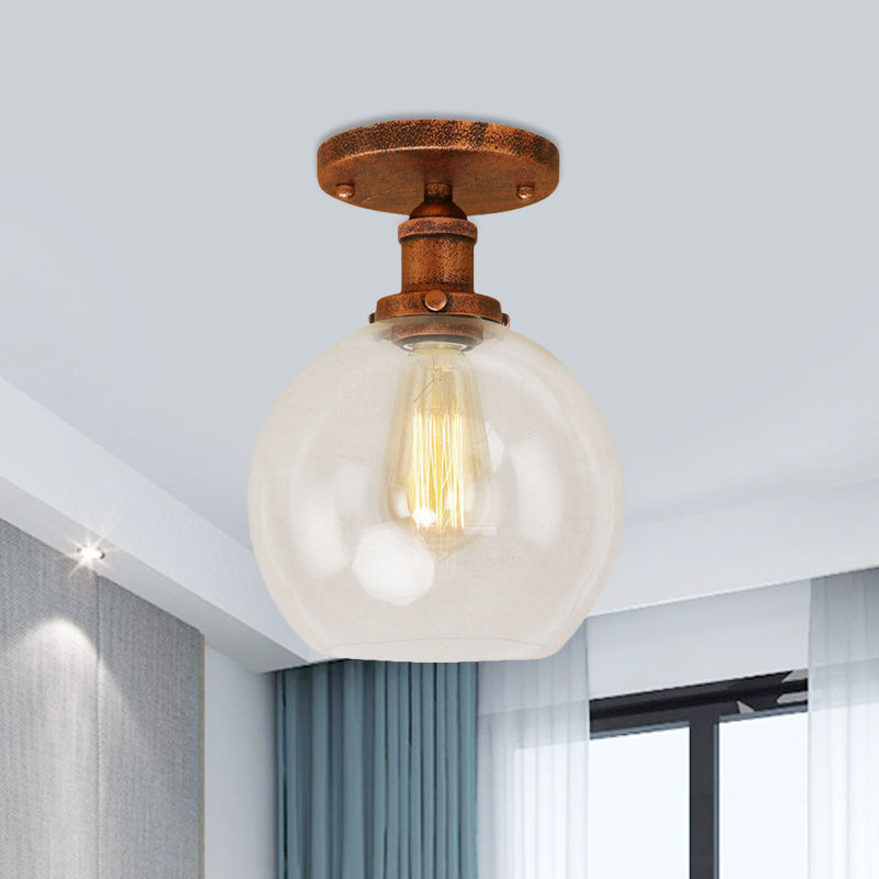 Naomi - Industrial Glass Globe Semi-Flush Mount Light