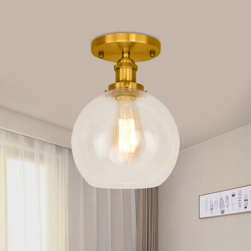 Naomi - Industrial Glass Globe Semi-Flush Mount Light