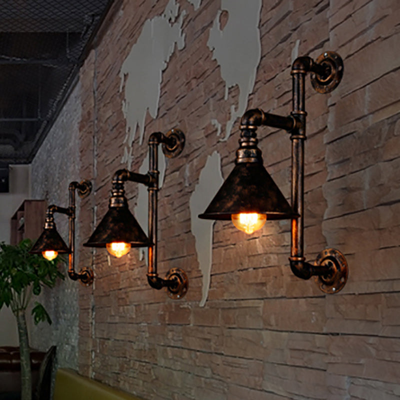 Watson - Rustic Industrial Wall Sconce with Dark Rust Finish (1-Light)