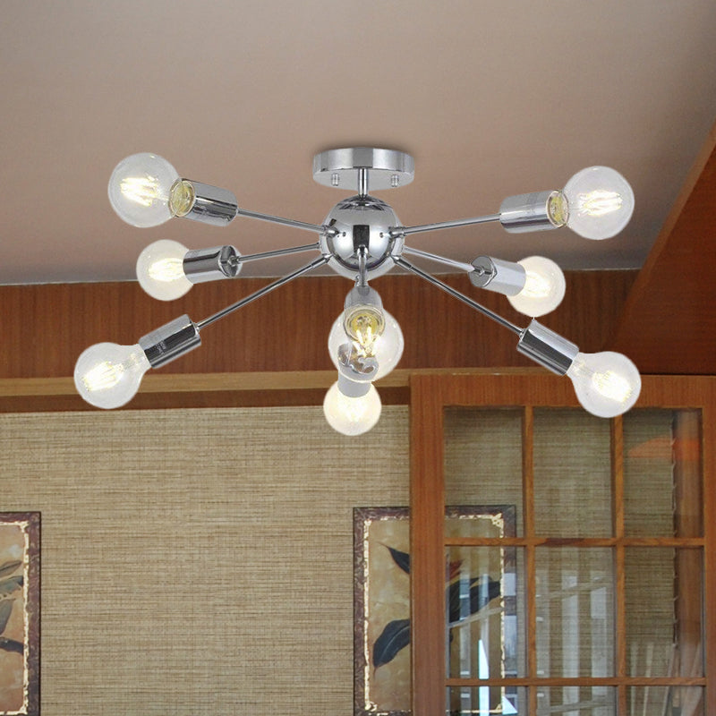 Lily's Modern 8-Head Metal Linear Semi Flush Mount Ceiling Lamp - Perfect for Restaurants