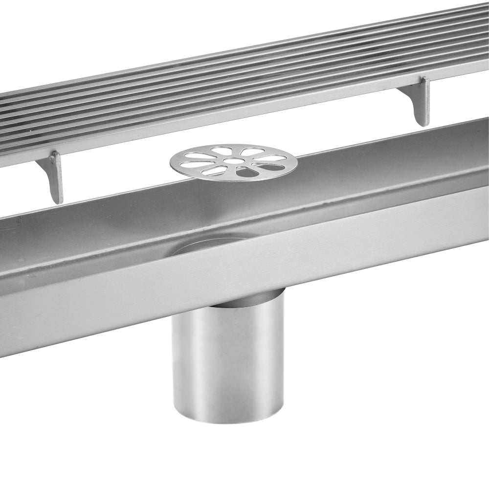 Brushed Nickel Linear shower drain stainless steel material 35.4 inch with grid cover with hair strainer and adjustment feet
