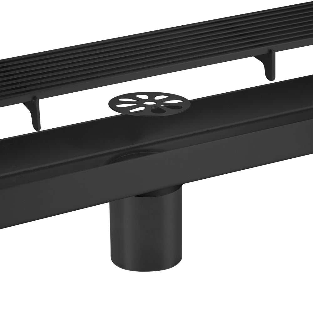 Matte Black  Linear shower drain stainless steel material 24 inch or 35.4 inch with grid cover with hair strainer and adjustment feet