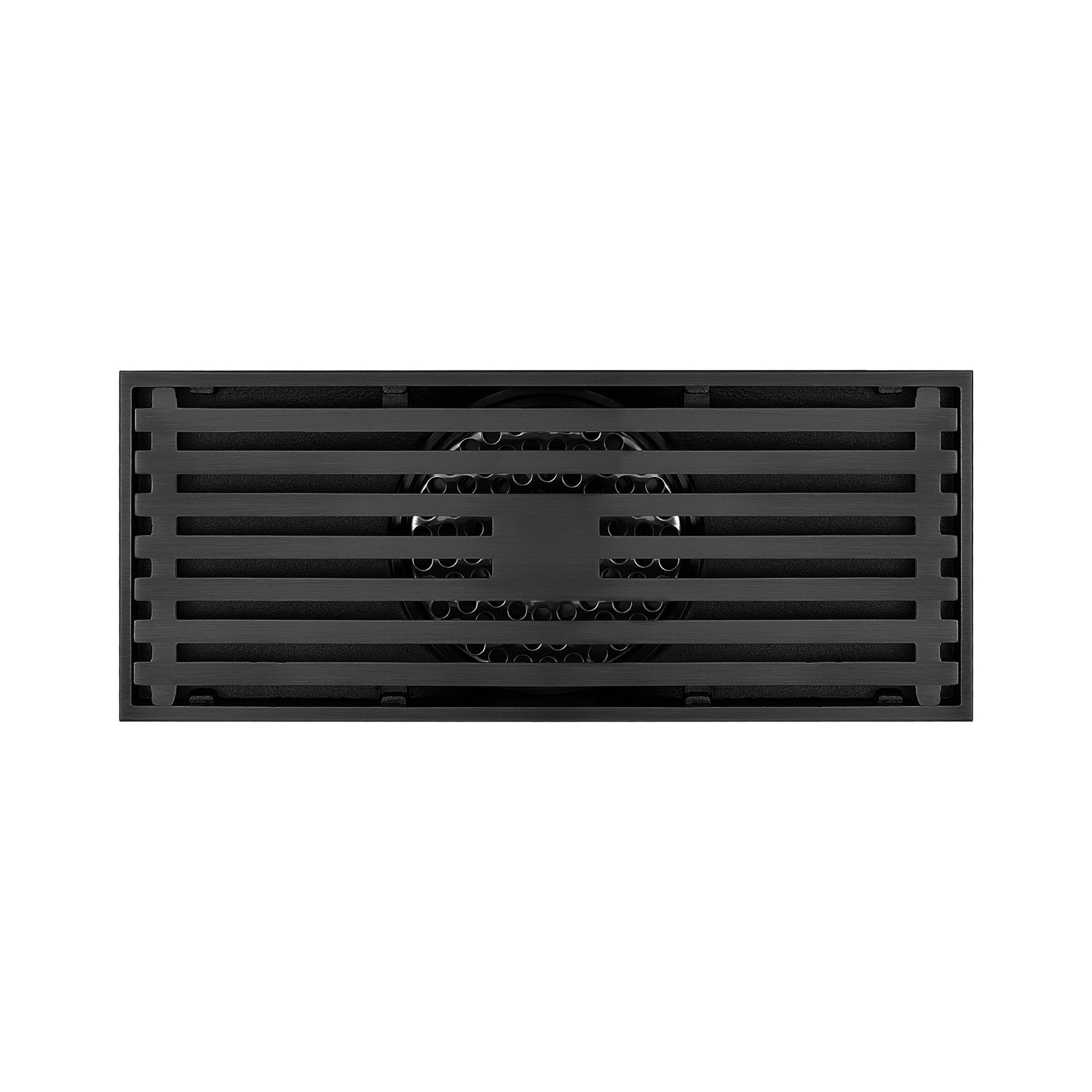 8 Inch Shower Linear Matte black Drain Rectangular Floor Drain with Accessories Square Hole Pattern Cover Grate Removable Matte Black Brass