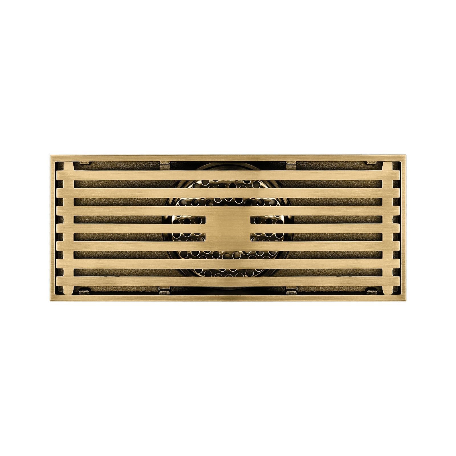 8 x3 Inch or 4 x 4 inch Shower Linear Brushed Gold Drain Rectangular Floor Drain with Accessories Square Hole Pattern Cover Grate Removable  Brushed Gold Brass