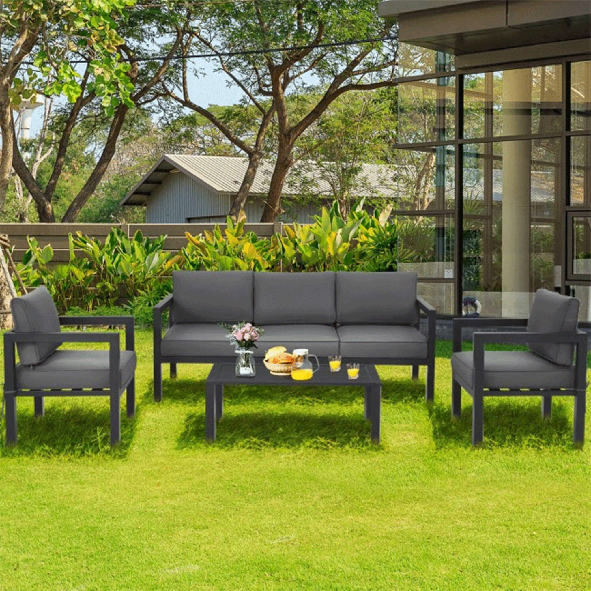 Premium Outdoor Aluminum Furniture Set For Backyard & Poolside, 4PCS (SAK73532)