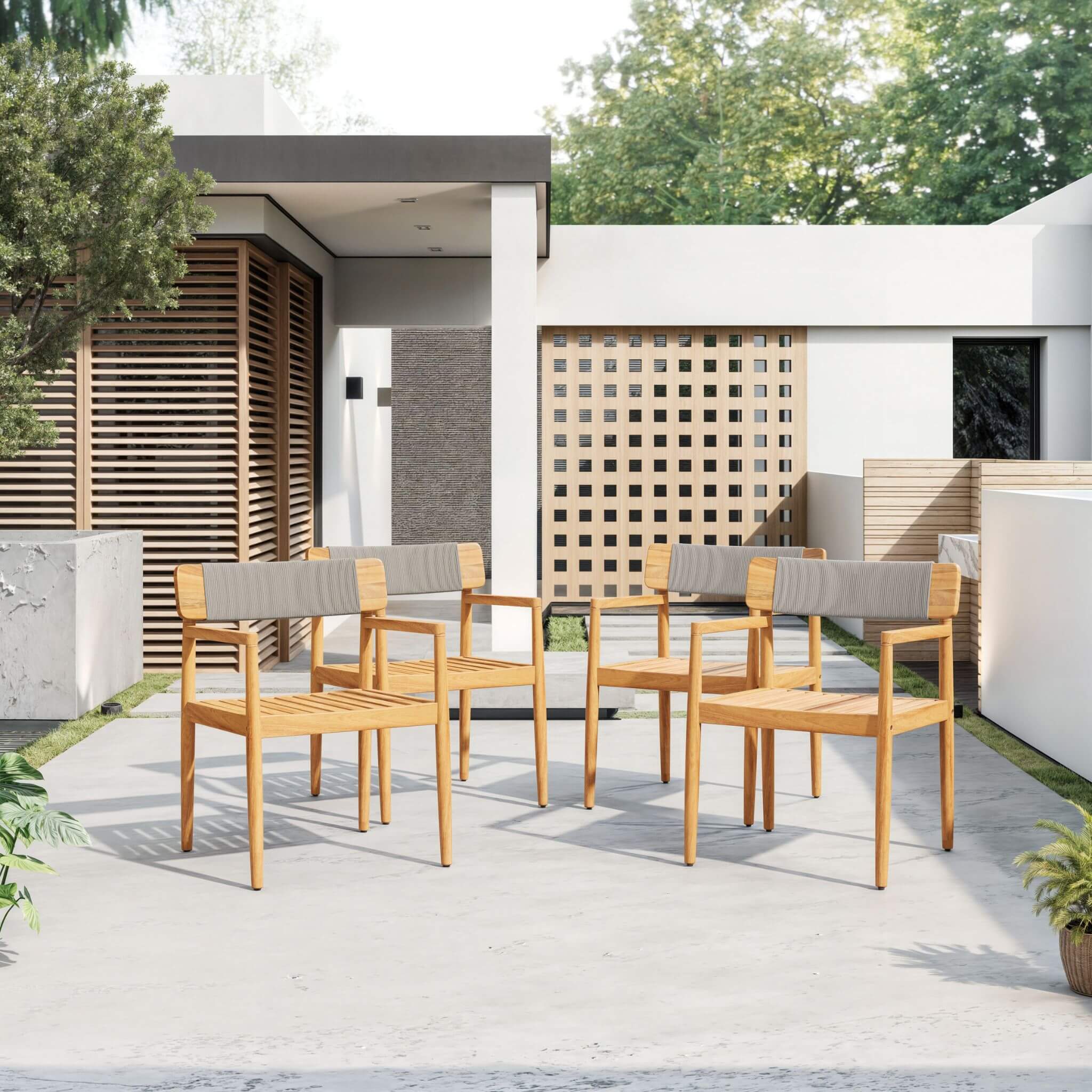 Alora Premium 5-Piece Acacia Wooden Outdoor Furniture Patio Set With Dining Chairs And Table (SAK70445)