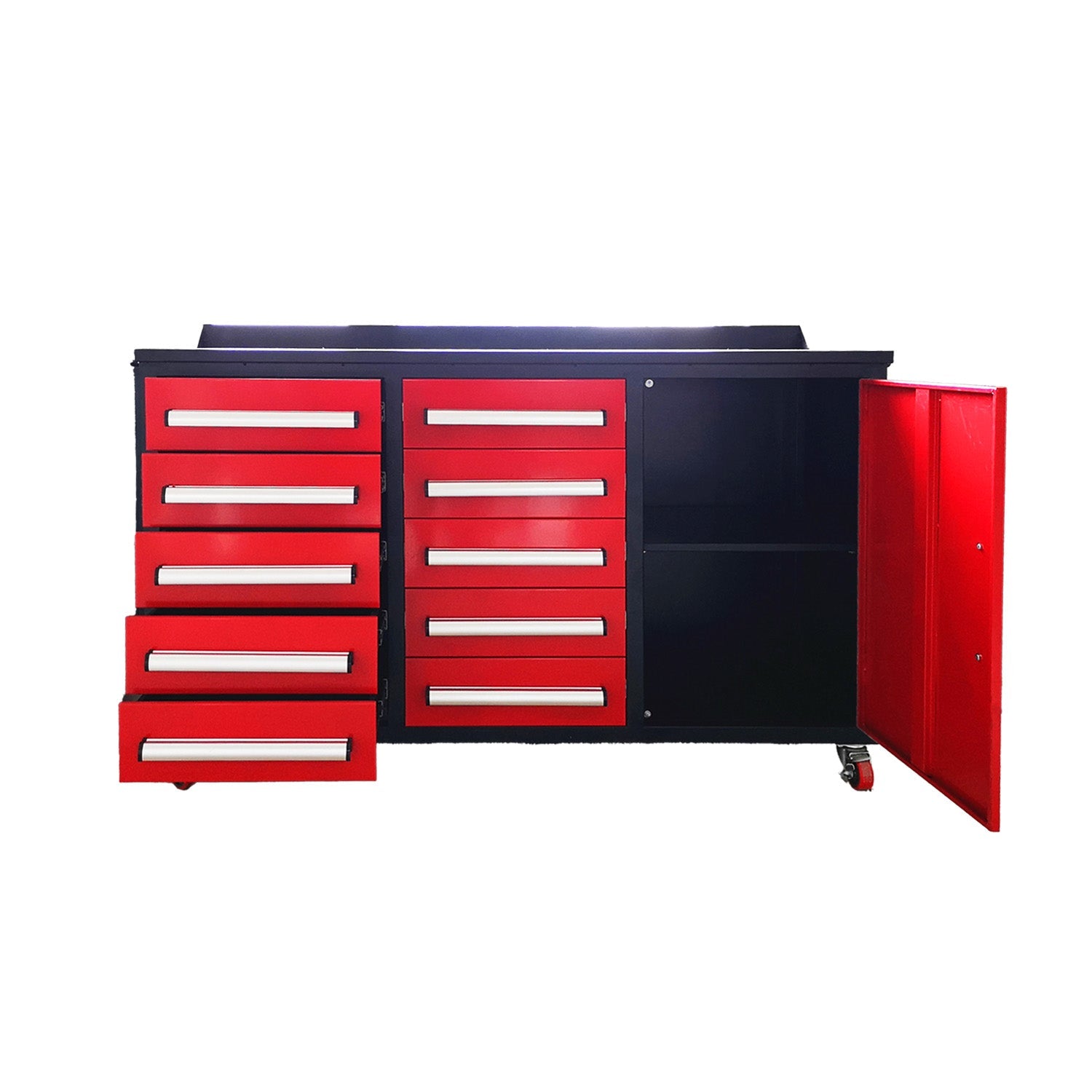 5.5ft Heavy Duty Mobile Workbench with Cabinet & 10 Drawers