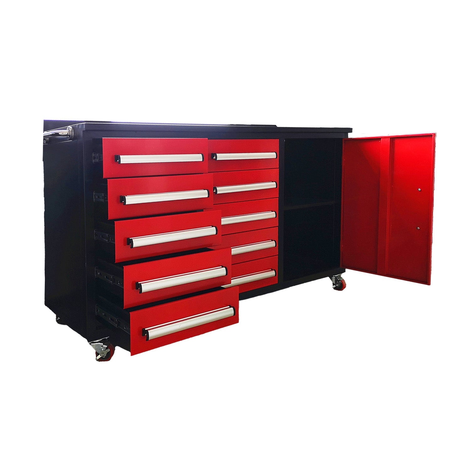 5.5ft Heavy Duty Mobile Workbench with Cabinet & 10 Drawers