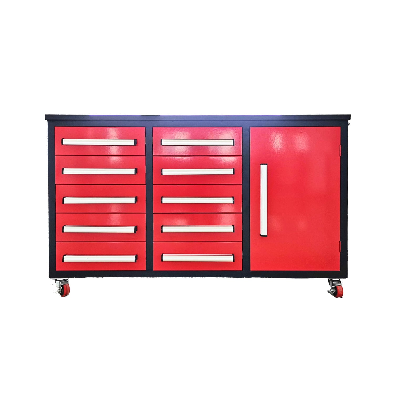 5.5ft Heavy Duty Mobile Workbench with Cabinet & 10 Drawers