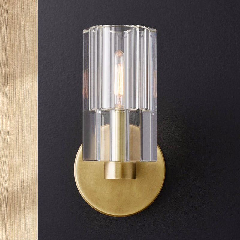 Juliet: Minimalist Brass Sconce with Clear Triangle Glass Shade