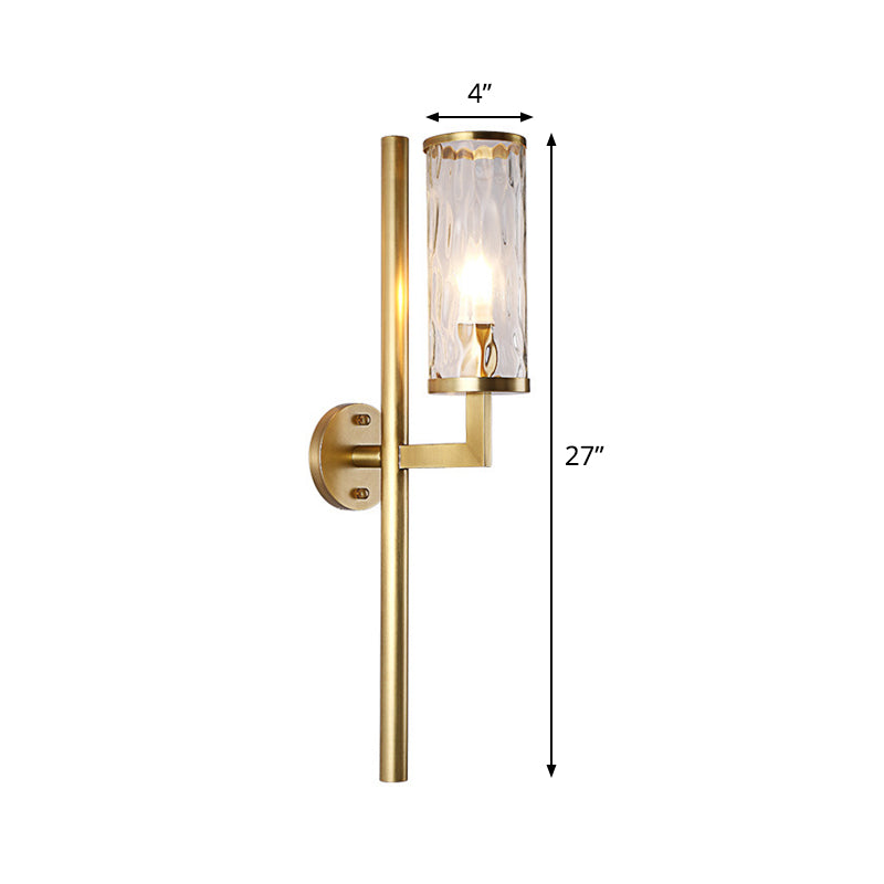 Arthur's Elegant Embrace: Modern Brass Wall Sconce with Clear Glass Shade