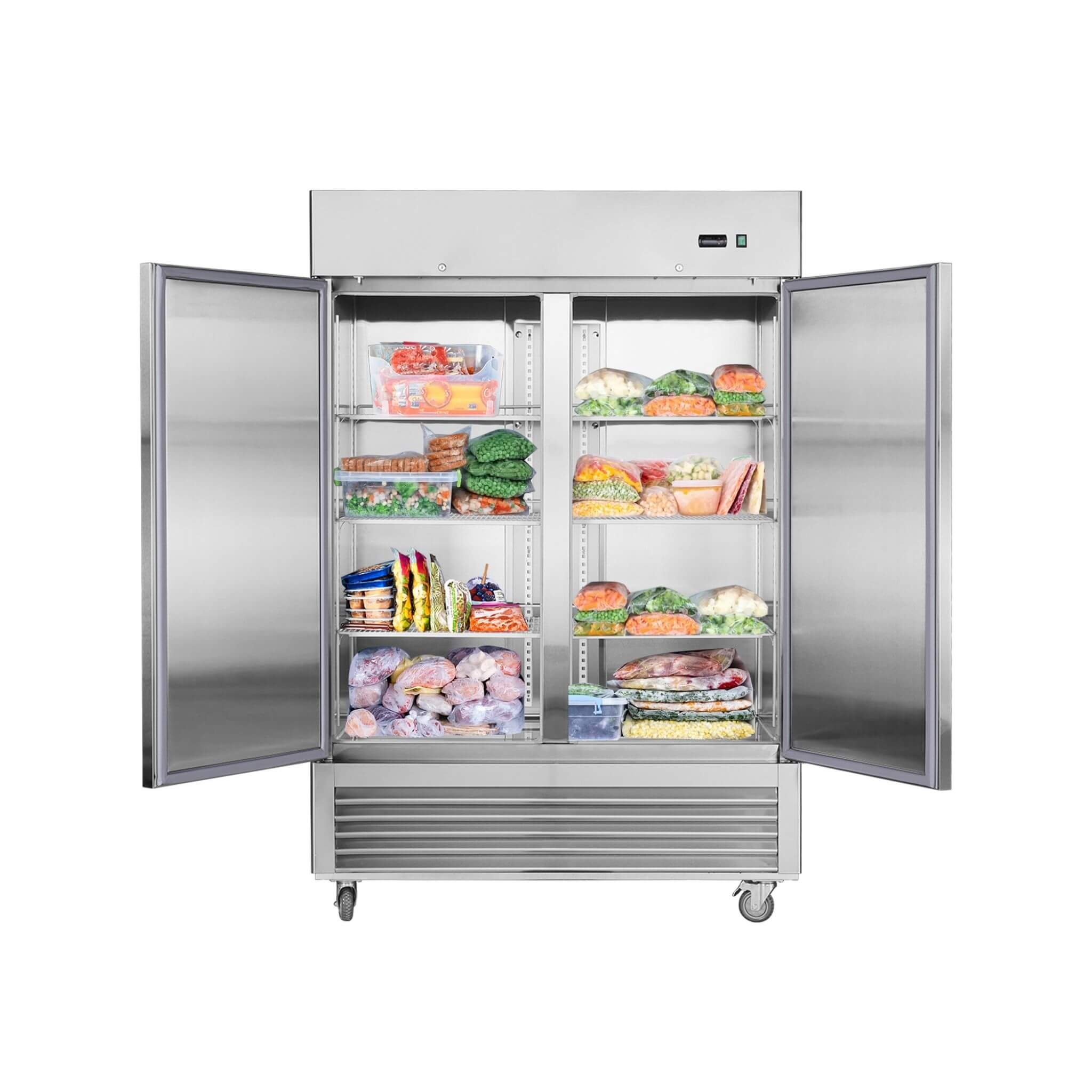 54-Inch 42.2 Cu.Ft Commercial Stainless Steel 2-Section Upright Reach-In Freezer (SAK35148)