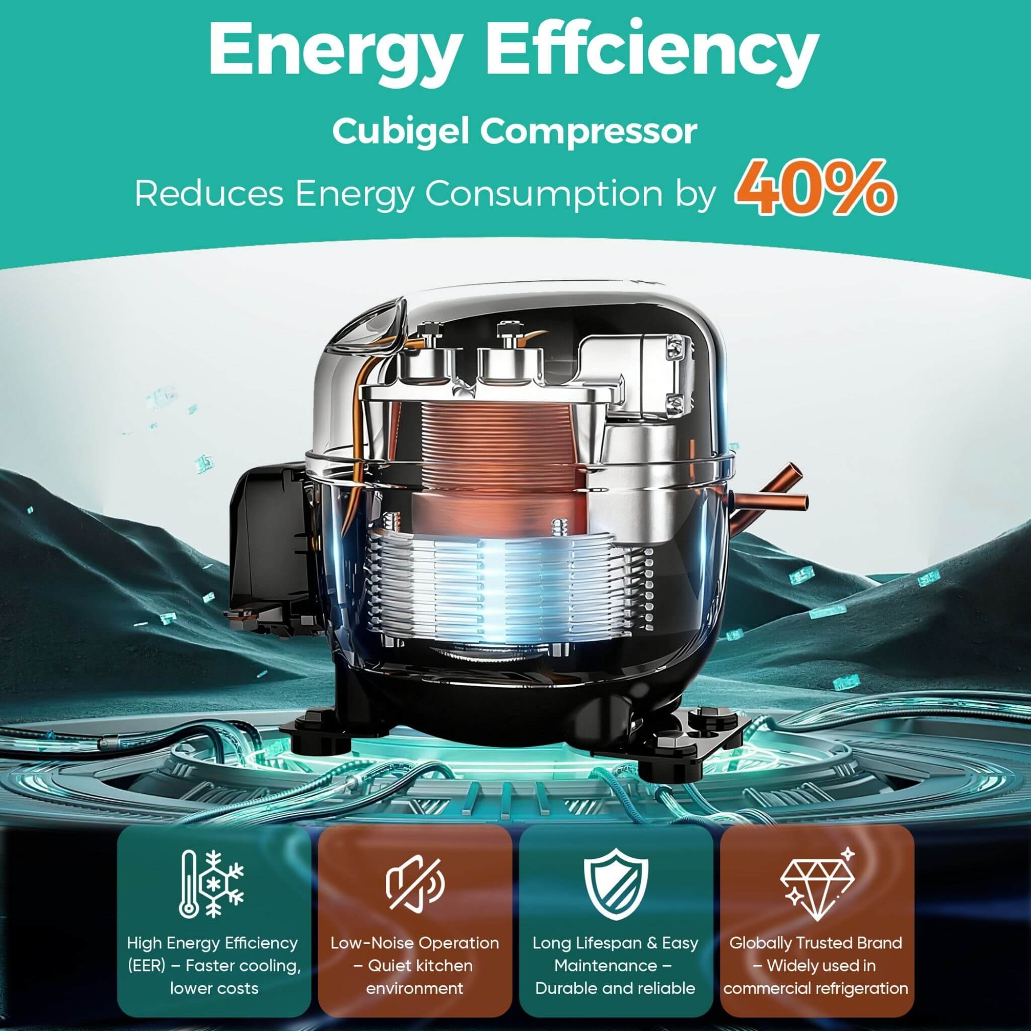 54-Inch 49 Cu.Ft Commercial 6-Shelves Stainless Steel Reach-In Freezer (SAK10247)