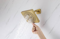 12" Brushed Gold Bluetooth Music, 64-Color LED Thermostatic Shower Faucet