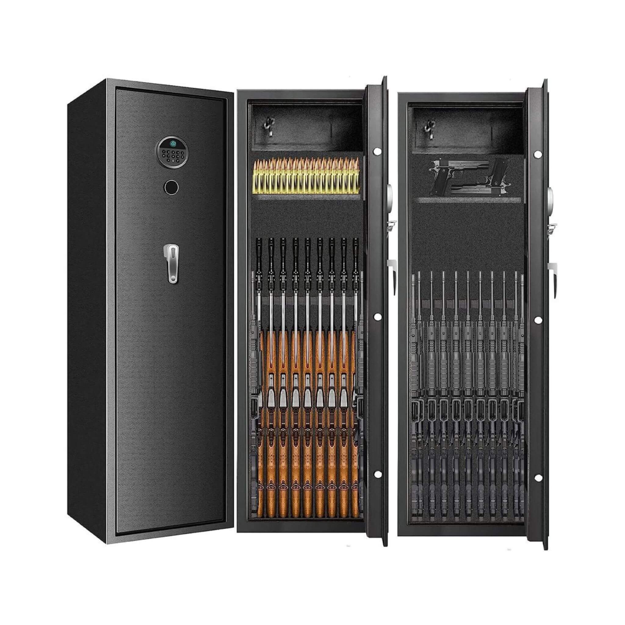 57" Heavy-Duty Anti-Theft Fireproof Biometric Gun Rifle Pistol Safe For Home, 11-12 Guns (SAK53816)