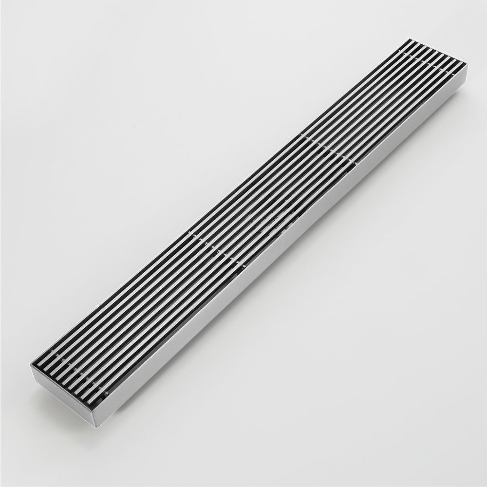 Brushed Nickel Linear shower drain stainless steel material 35.4 inch with grid cover with hair strainer and adjustment feet