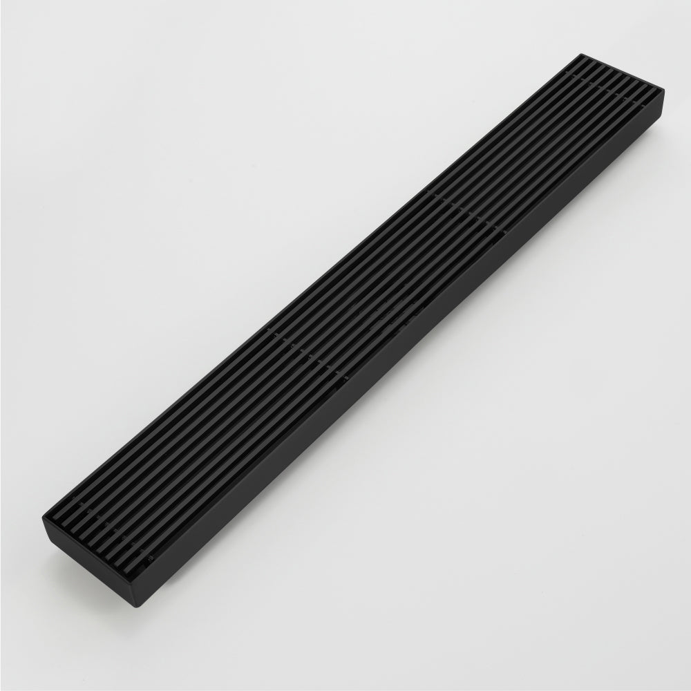 Matte Black  Linear shower drain stainless steel material 24 inch or 35.4 inch with grid cover with hair strainer and adjustment feet
