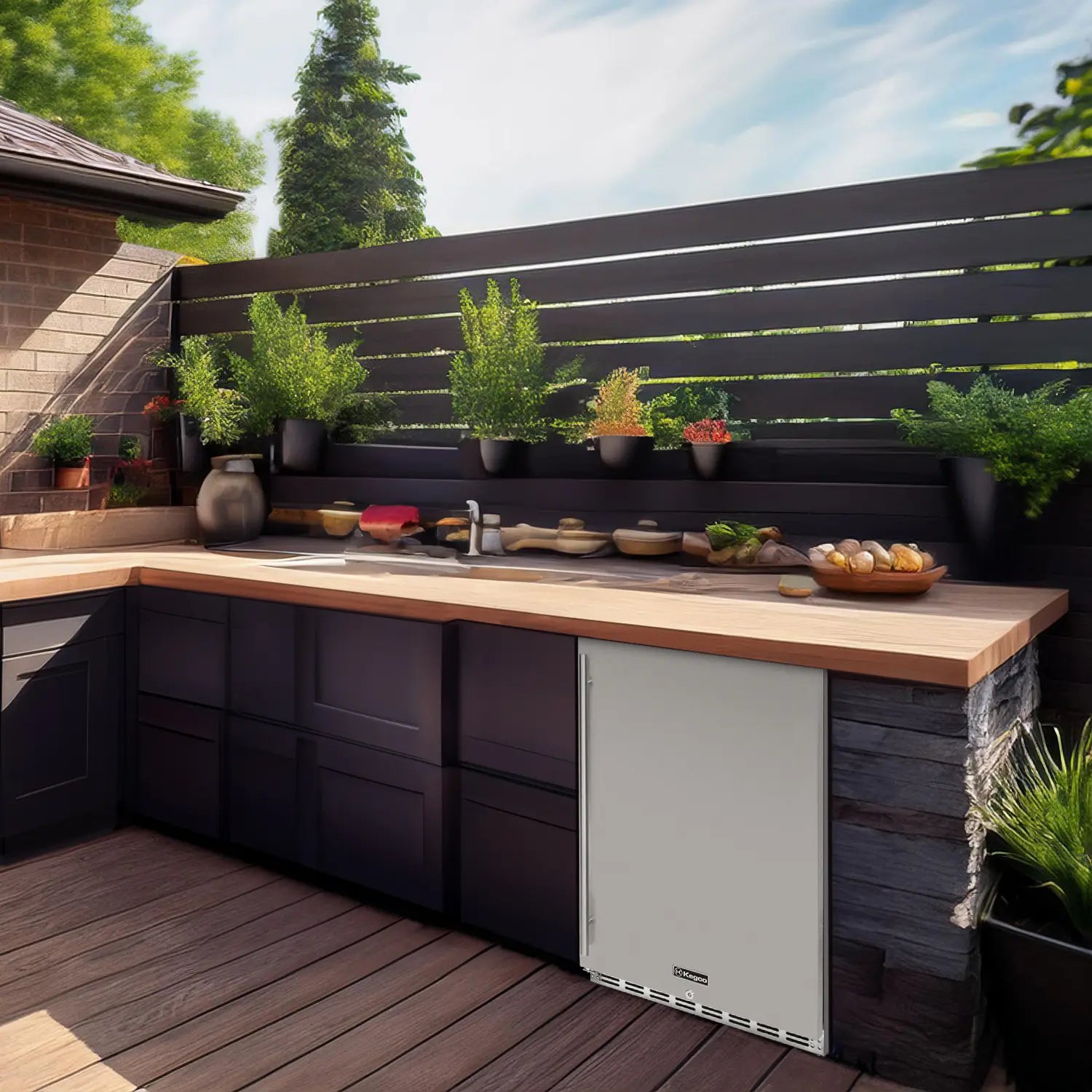 Kegco 24" Wide Outdoor All Stainless Steel Commercial Built-In Refrigerator