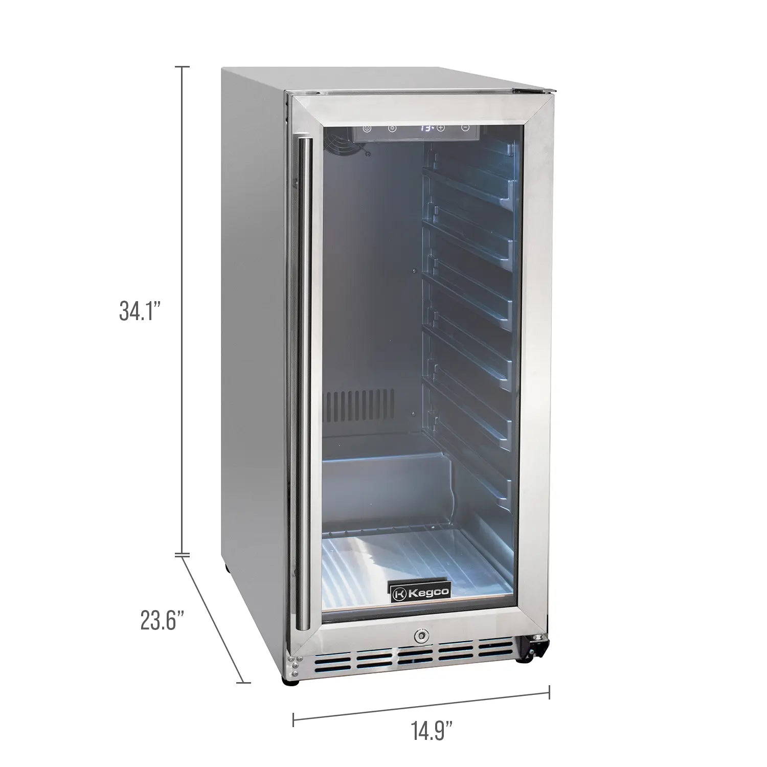 Kegco 15" Wide Outdoor Built-In Commercial Beverage Center Refrigerator- Glass Door