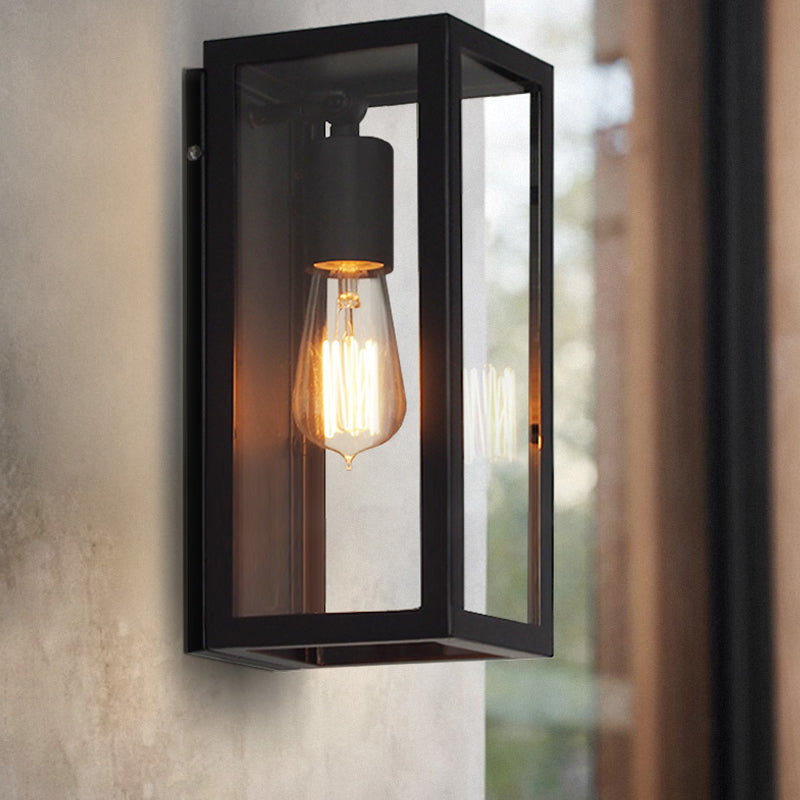 Timeless Elegance: Black Glass Rectangle Wall Sconce