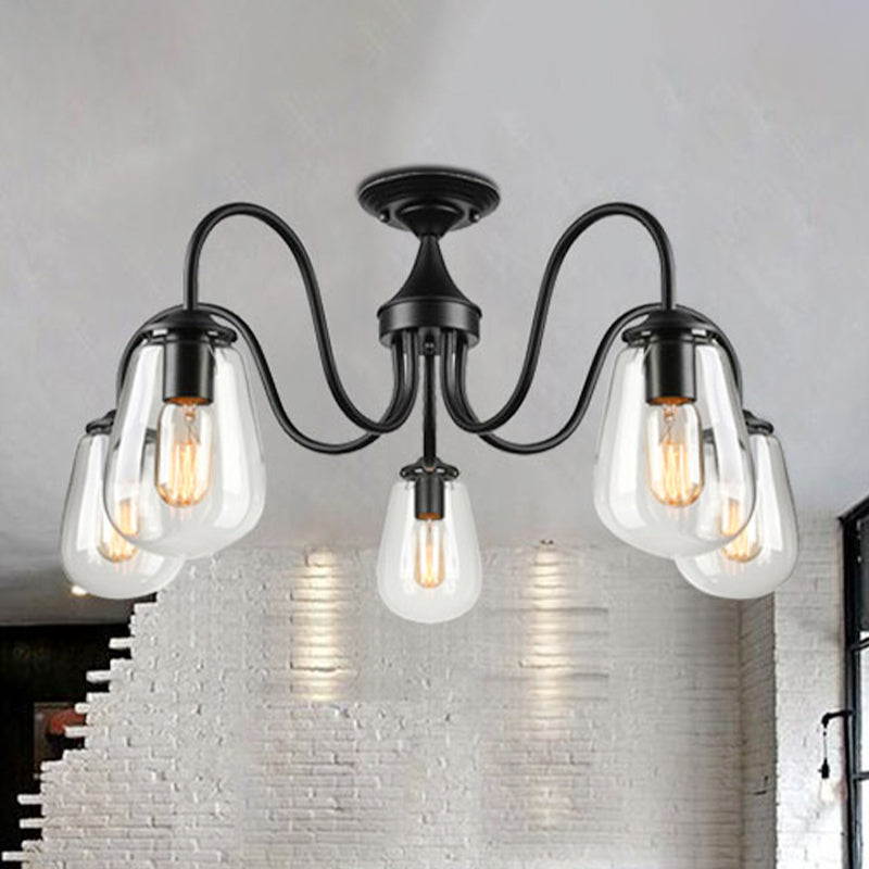 Camila Industrial Chandelier: Vintage Glass & Modern Versatility for Living Rooms