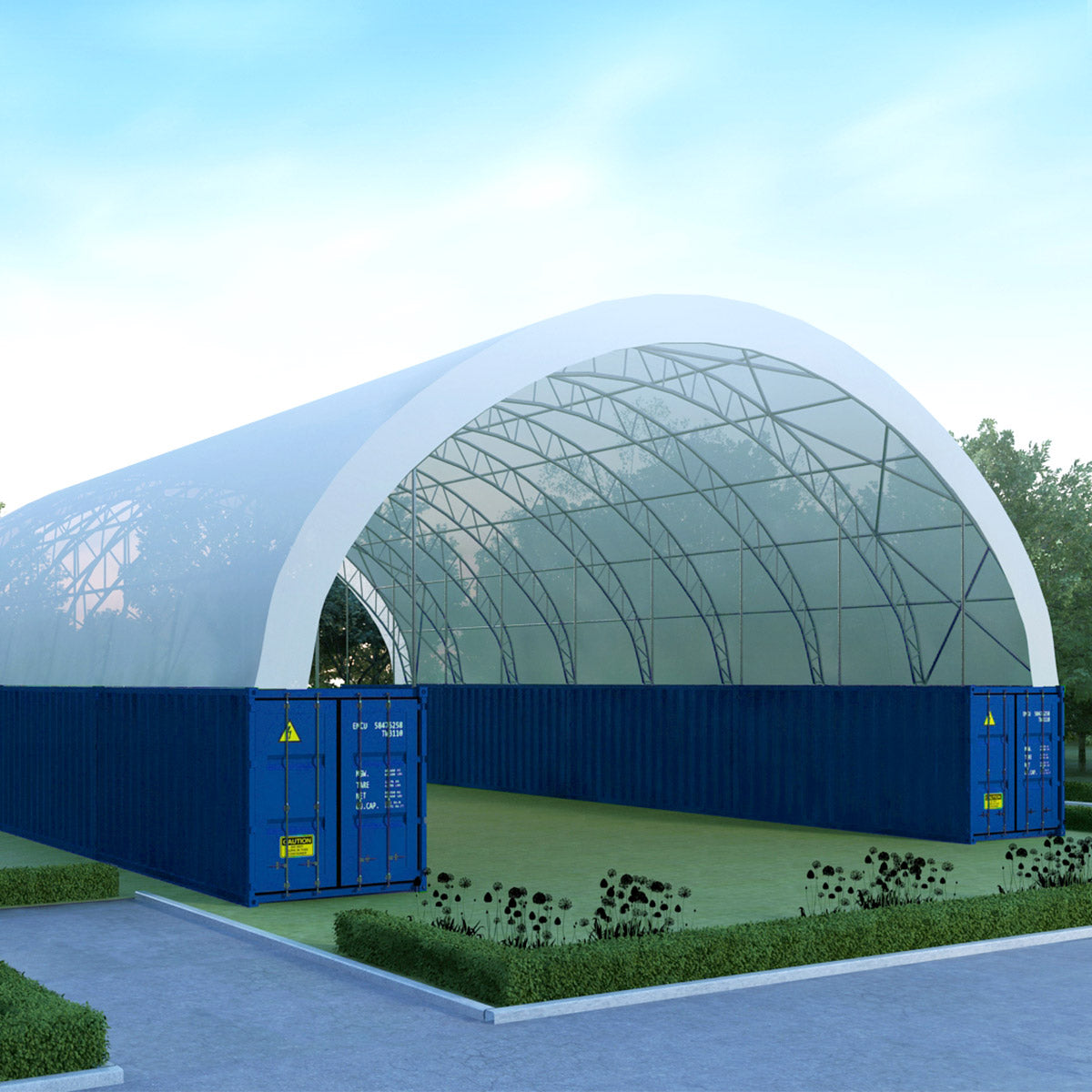 60'x80'x15' Double Truss Container Canopy Shelter
