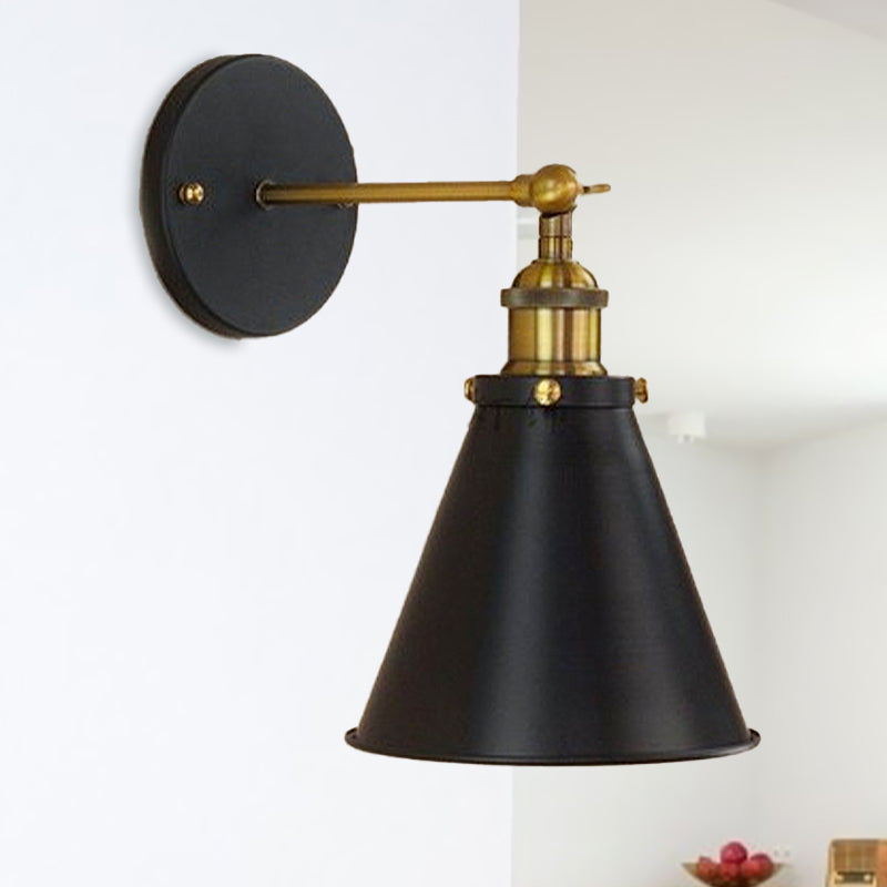 Embrace Industrial Chic with the Black and Brass Conic Sconce