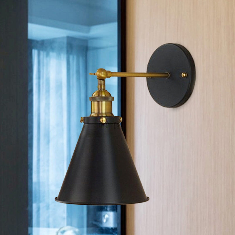 Embrace Industrial Chic with the Black and Brass Conic Sconce