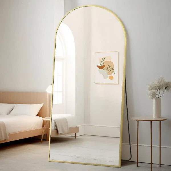 MELOMOIR Large Arched Mirror - Full Length, Extra Large Floor Mirror for Bedroom, Living Room, Gym - Hanging or Leaning - Gold Frame