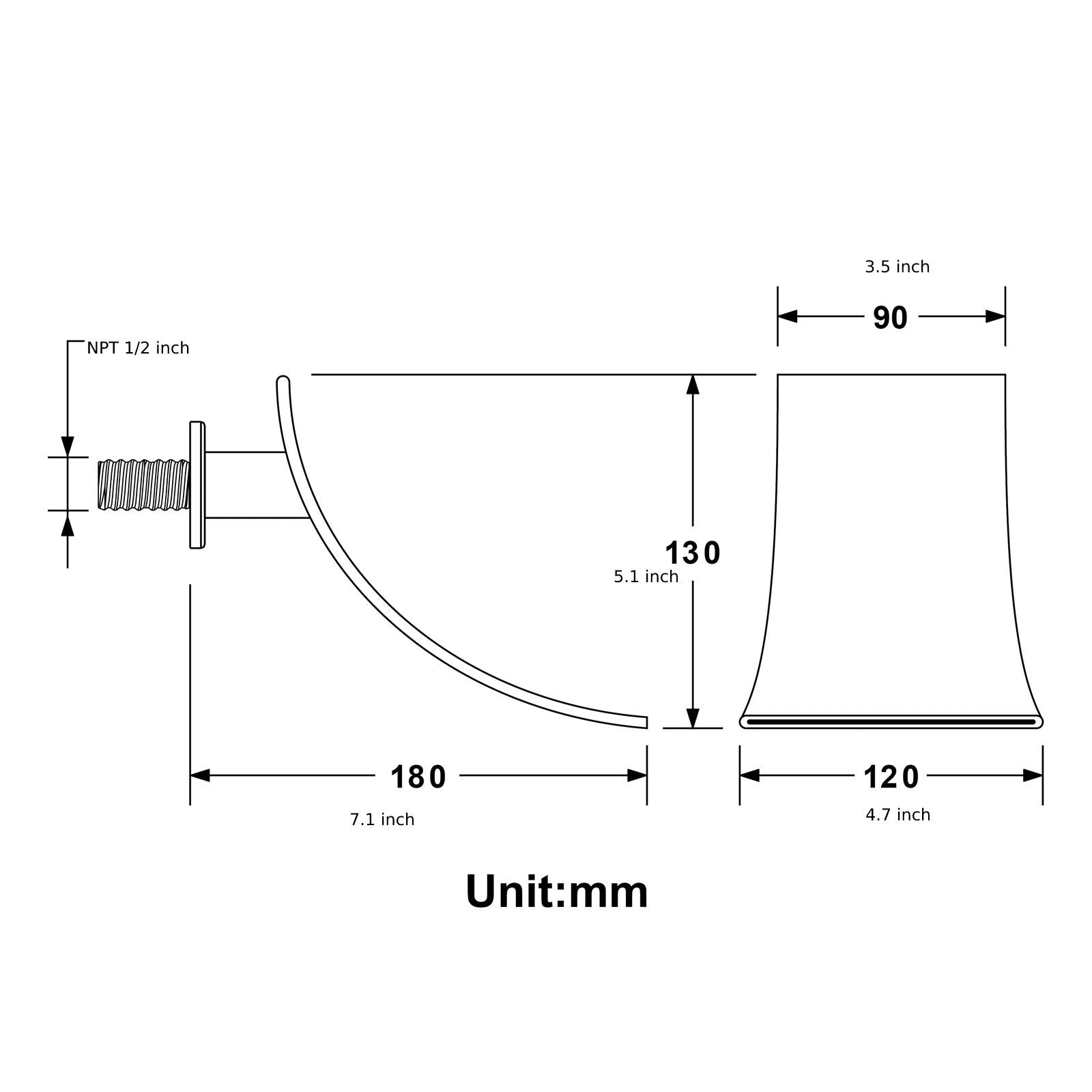 Waterfall Wall-mount pressure balance Bath Tub Filler Faucet Brushed Gold