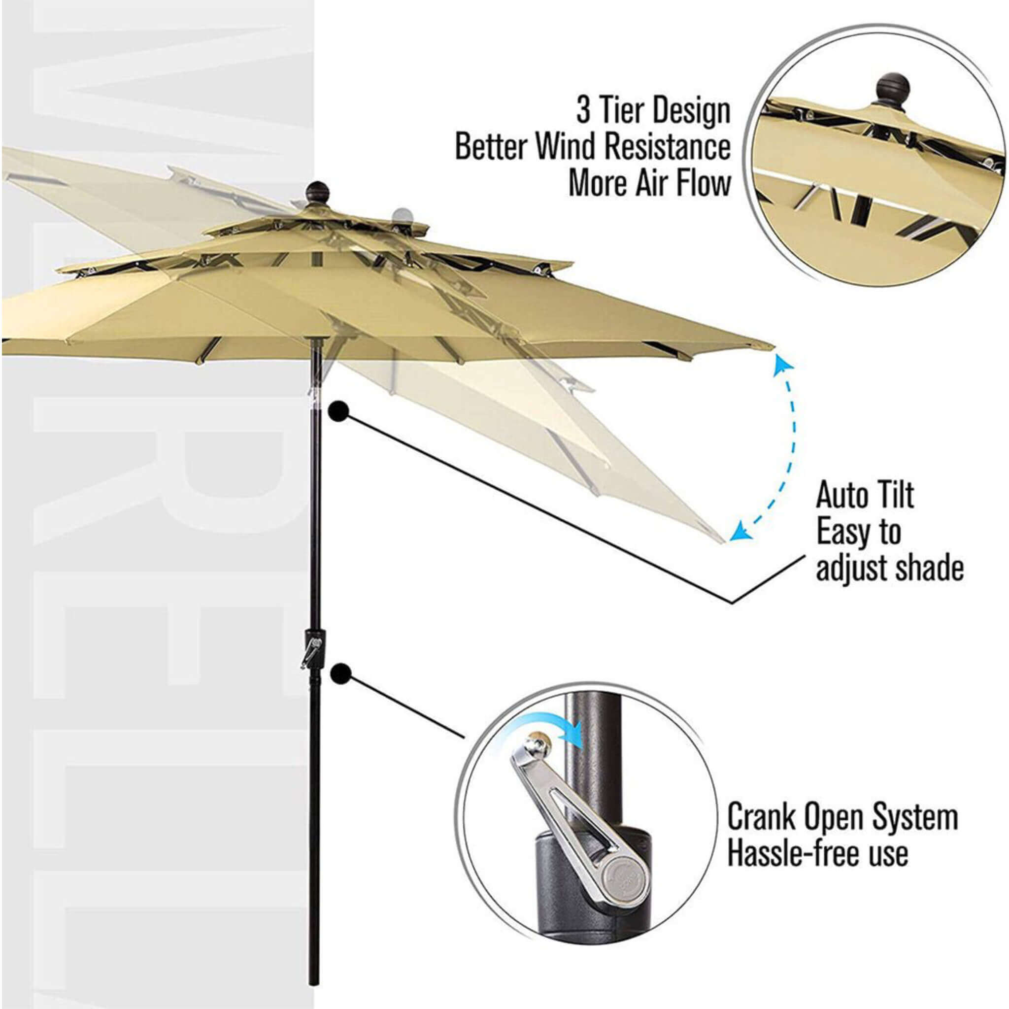 Alora 6-Piece Outdoor Patio Bar Set Dining Table With Umbrella & Swivel Bar Stools (SAK53218)