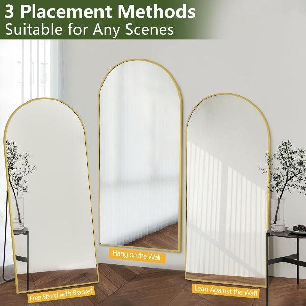 MELOMOIR Large Arched Mirror - Full Length, Extra Large Floor Mirror for Bedroom, Living Room, Gym - Hanging or Leaning - Gold Frame