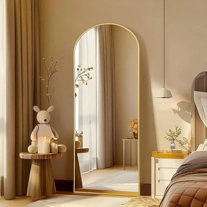 MELOMOIR Large Arched Mirror - Full Length, Extra Large Floor Mirror for Bedroom, Living Room, Gym - Hanging or Leaning - Gold Frame