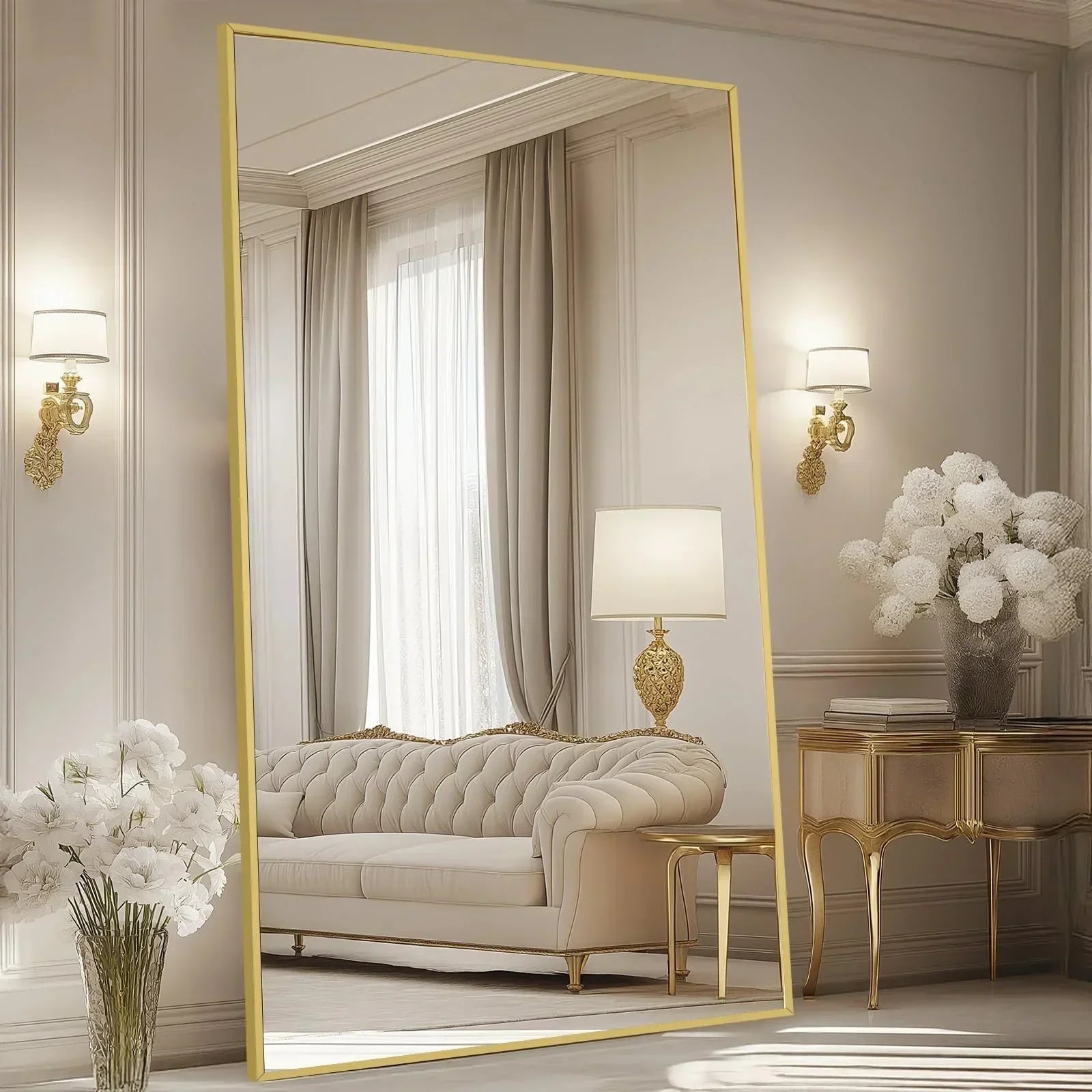 MELOMOIR Oversized Floor Mirror Freestanding, Full Length Mirror for Bedroom Living Room Dressing Room Gym Yoga Hair Salon, Black Arched Mirror Full Length with Shatterproof Tempered Glass