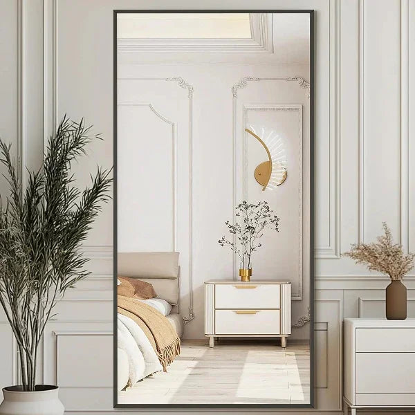 MELOMOIR Oversized Floor Mirror, Freestanding, Large Full Body Mirror for Bedroom, Living Room & Gym - Black Mirror with Tempered Glass